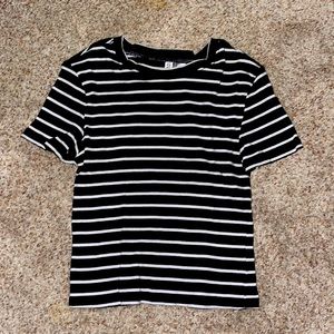 H&M top short sleeve ,black and white stripped ,size large, only used once.